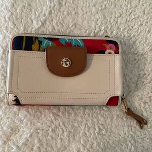 Spartina 449 Multicolor Canvas and Leather Wristlet Crossbody